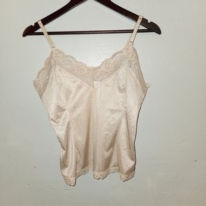 Vintage Bari Lace Trim Cami Nude